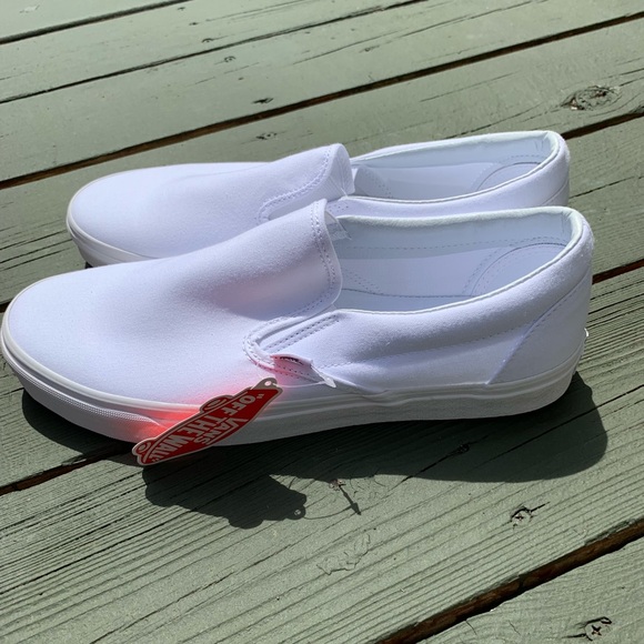 vans slip ons true white
